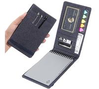 Plinyvel Notebook Cover for Rocketbook Mini & Field Notes Top Spiral (3.5"x5.5") - Durable Waterproof Case with Pen Holder & Card Slot, Power User Productivity Kit (Blue)