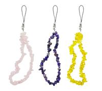 Plipdhy 3 Pack Natural Crystal Phone Charm Straps - Handmade Beaded Wrist Lanyards for Mobile Phone, Wallet, Camera, Handbag - Anti-Loss Decorative Chain for Women & Girls