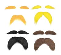 Plipdhy 4 Pcs Fake Mustache and Eyebrows,Novelty Moustache False Beards for Kid Adult,Self Adhesive Facial Hair Costume Accessories Party Dress Up Mustaches Brows for Men Women. Black