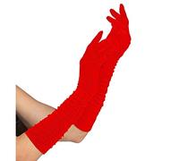 Plisse Lycra - Red Lycra Satin & Sequin Gloves for Fancy Dress Costumes Accessory