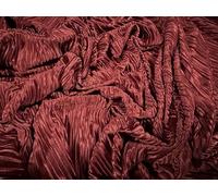Plissé Pleated Stretch Satin Dress Fabric, per metre - Plain - Burgundy