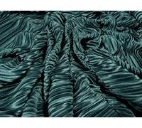Plissé Pleated Stretch Satin Dress Fabric, per metre - Plain - Peacock (TFM 2F1-5287)