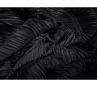 Plissé Stretch Sateen Pleated Dress Fabric, per metre - Plain - Black