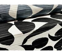 Plissé Stretch Satin Pleated Dress Fabric, per mettre - Boho Shapes Print - Black & White
