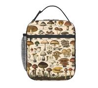 Plistiz Botanical Mushroom Lunch Box for Women Men, Insulated Lunch Box, Reusable Lunch Bag for Office, Work, Picnic, Travel