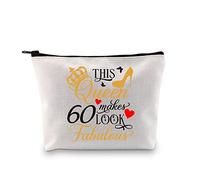 PLITI 60th Birthday Makeup Bag 60 Year Old Birthday Gift for Women This Queen Makes 60 Look Fabulous Cosmetic Bag (Make 60 Fabulous U)