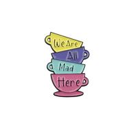 PLITI Alice Brooch Pin Fairy Tale Gift We Are All Mad Here Alice Gifts Princess Lover Gifts Smiling Cat Cheshire Fan Gift (Mad Here PinU)