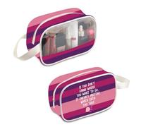 PLITI Alice Cat Makeup Bag Pink Purple Striped Tail Zipper Pouch Smiling Cat Gift Alice Lover Gift Cartoon Cat Fans Gifts (Path You Take MBU)