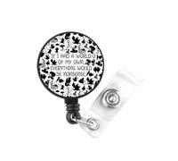 PLITI Alice Gift Wonderland Tea Party Gift If I Had A World of My Own Inspirational Quote Badge Reel for Nurse Doctor (had World badgeU)