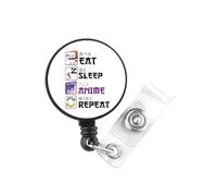 PLITI Anime Gift Japanese Anime Gifts Animation Gift Eat Sleep Anime Repeat Nursing ID Reel for Manga Lover (Repeat Anime Badge)