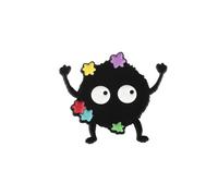 PLITI Anime Inspired Gift Dust Elf Gift Soot Sprite Brooch Pin Soot Cartoon Movie Lover Gifts No Face Ghibli Anime Gifts, M, Stainless Steel, no gemstone
