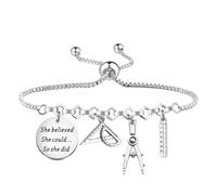 PLITI Architect Gifts Architectural Engineer Gift She Believed She Could So She Did Architecture Bracelet For Coworker, M, Stainless Steel, no gemstone