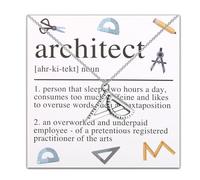 PLITI Architect Necklace Architecture Gift Architectural Engineer Gift Architect Student Gift Geometry Ruler Gift, M, Stainless Steel, No Gemstone