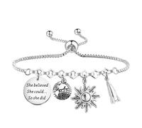 PLITI Astronomy Gift Astronomer Gifts Spacemen Gift She Believed She Could So She Did Astronomy Lover Bracelet, M, Stainless Steel, no gemstone