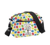 PLITI Autism Awareness Crossbody Bag It's Okay To Be Different Puzzle Piece Autism Support Gift Therapist Appreciation Gifts (Okay Different CBU)