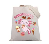 PLITI Axolotl Gifts Axolotl Lover Gift Axolotl Snacks Snaxolotl Gift Kawaii Axolotl Food Gift Cute Axolotl Themed Tote Bag (Snacks axolotl TGU)
