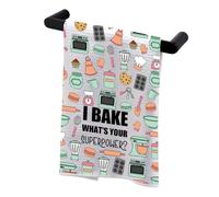 PLITI Baking Kitchen Towel Best Baker Eve Gift I Bake What's Your Superpower Cooking Baking Lover Gift Pastry Chef Gift Culinary Student Gift (Bake Superpower TWU)