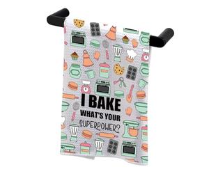PLITI Baking Kitchen Towel Best Baker Eve Gift I Bake What's Your Superpower Cooking Baking Lover Gift Pastry Chef Gift Culinary Student Gift (Bake Superpower TWU)
