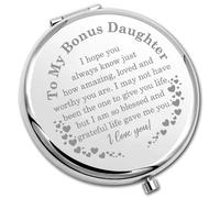 PLITI Bonus Daughter Compact Mirror Form Mom Dad Stepdaughter Gift to My Bonus Daughter Inspirational Pocket Mirror (Bonus Daughter CM)