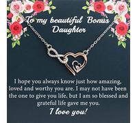 PLITI Bonus Daughter Infinity Heart Pendant Necklace (Bonus Daughter Infinity Heart necU), Medium
