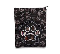 PLITI Book Lover Book Sleeve Dog Lover Gift Easily Distracted By Dogs and Books Book Protector for Animal Lover (Distracted Dogs Books BSblU)
