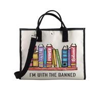PLITI Book Lovers Gift Banned Books Gift I'm With The Banned Tote Bag