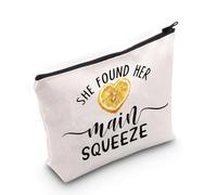 PLITI Bridal Shower Gift Bachelorette Party Gift Lemon Lover Gifts She Found Her Main Squeeze Lemon Makeup Bag For Couple (main squeeze bag)