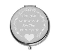 PLITI Bride To Be Compact Mirror Bride Wedding Gift Bridal Shower Gift The One Where I'm The Bride Pocket Mirror For Women (one the bride CMbl U)