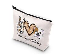 PLITI Bulldog Makeup Bag Bulldog Lover Gifts Peace Love Bulldogs Gifts for Women Bulldog Mom Survival Kit Bulldog Owner Gift(Peace Love Bulldog BU)