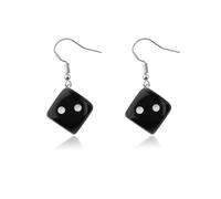 PLITI Bunco Gift Bunco Dice Game Gift Bunco Night Gifts Black Dice Earrings For Gambling Lover, M, Stainless Steel, No Gemstone