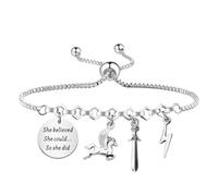 PLITI Camp Half Blood Gift Heroes of Olympus Inspired Gift She Believed She Could So She Did Bracelet For Book Lover, M, Stainless Steel, no gemstone