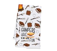 PLITI Camping Kitchen Towel Happy Camper Gift Campers Have’s More Fun Gift Camping Lover Gift Campfire Gift Girls Scout Gift (Smore Fun TWU)