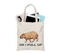 PLITI Capybara Tote Bag Capybara Lover Gift Capybara Fan Gift OK I Pull Up For Wildlife Lover Gift Rodent Animal Lover Gift (I Pull Up TGU)