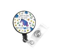 PLITI Cartoon Donkey Gift Donkeys Lover Gift Just A Gi-rl Who Loves Donkey Nursing ID Reel for Cartoon Character Fan (Loves eey Badge)