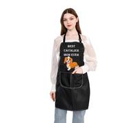 PLITI Cavalier King Charles Spaniel Gift Best Cavalier Mom Ever Apron With Pockets Cavalier King Charles Spaniel Owner Gift (Cavalier Mom APU)