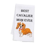 PLITI Cavalier King Charles Spaniel Gifts Dog Lover Gift Dog Mom Kitchen Towel Best Cavalier Mom Ever Dish Towel (cavalier mom TWU)
