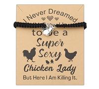 PLITI Chicken Gift Chicken Lover Gift I Never Dreamed I'd Grow Up to Be A Super Sexy Chicken Lady Bracelet, M, Stainless Steel, no gemstone