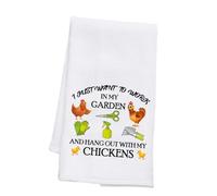 PLITI Chicken Kitchen Towel I Just Want To Work In My Garden And Hang Out With My Chickens Gift Gardener Chicken Lover Gift (Hang out chickens TWU)