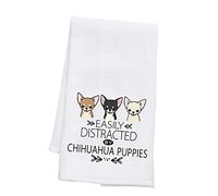 PLITI Chihuahua Kitchen Towel Easily Distracted By Chihuahua Puppies Dish Towel Chihuahua Lover Gift Chihuahua Owner Gift (Chihuahua Puppies TWU)