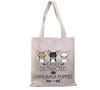 PLITI Chihuahua Tote Bags For Women Chihuahua Lover Gift Chihuahua Mom Canvas Shoulder Bag Chihuahua Puppies Dog Lover Gift(Chihuahua puppy TGU)