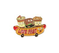 PLITI Cola Gift Hamburger Gifts French Fries Gifs Hot Dog Gift Live Fast Brooch Pin For Fast Food Lover, M, Stainless Steel, no gemstone