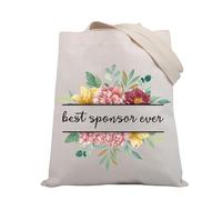 PLITI Confirmation Sponsor Gifts For Women AA Sponsor Appreciation Gift Best Sponsor Ever Tote Bag Religious Sponsor Gift (Best sponsor TGU)