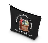 PLITI Crochet Lover Gift - I Crochet So I Don't Choke People, Save A Life Send Yarn Makeup Bag, Knitting Gift (Crochet So Yarn blU)