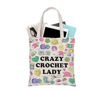PLITI Crochet Lover Gift Knitting Lover Gift Crazy Crochet Lady Tote Bag Yarn Sewing Quilting Lover Gifts Crocheter Gifts (Crazy Crochet TGU)
