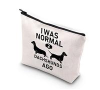 PLITI Dachshund Cosmetic Bags for Women Dachshund Lover Gift I was Normal 2 Dachshunds Ago Dachshund Gift(2 Dachshunds agoU)
