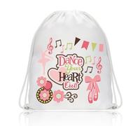 PLITI Dance Drawstring bag Dance Your Heart Out Ballet Drawstring Backpack Dancer Ballerina Gift Dancing Lovers Gift (Dance Your Heart DBU)