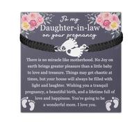 PLITI Daughter In Law Pregnancy Gift New Mom Gift To My Daughter-In-Law On Your Pregnancy Feet Bracelet From Mother In Law, M, Stainless Steel, no gemstone