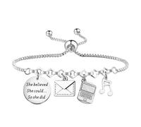 PLITI Dear Musical Gift Evan Hansen Fans Gift She Believed She Could So She Did Musical Lover Bracelet For Family, M, Stainless Steel, no gemstone