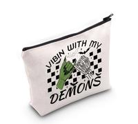 PLITI Demon Lover Gift Skeleton Hand Gift Spooky Season Gifts Vibin with My Demons Gothic Makeup Bag for Friends (Vibin Demons bagU)