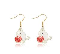 PLITI DND Gift Cat Throwing Dice Dungeon Master Earrings Cats Lover Gift DND Gamer Gifts Dungeon D20 Dice Earrings RPG Player Gifts, M, Stainless Steel, No Gemstone